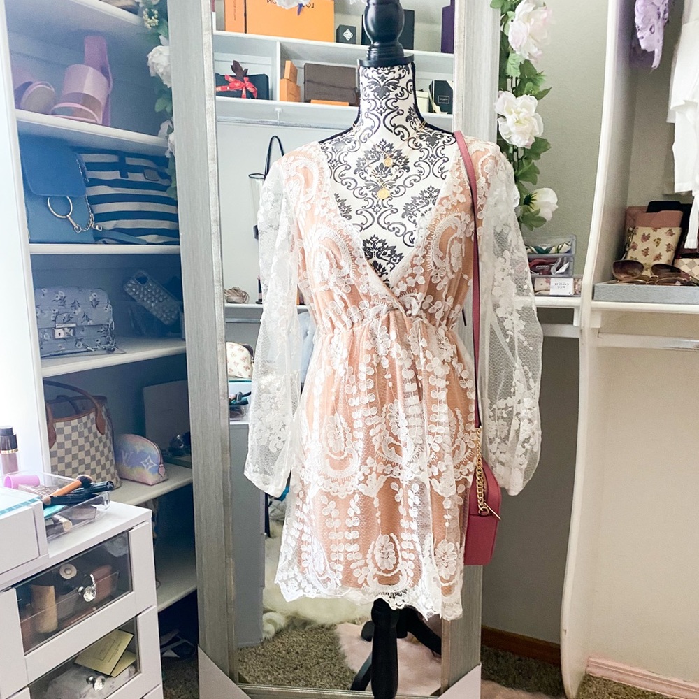 White Lacey Skater Dress | BooHoo